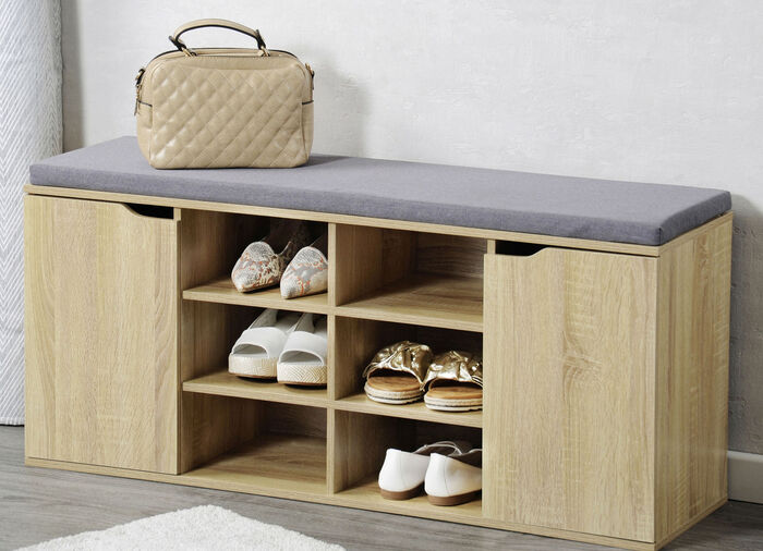 Schuhbank mit Sitzkissen EICHE-SONOMA