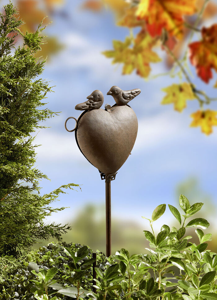 Vogelfutterstation aus lackiertem Stahl im Rost-Look 