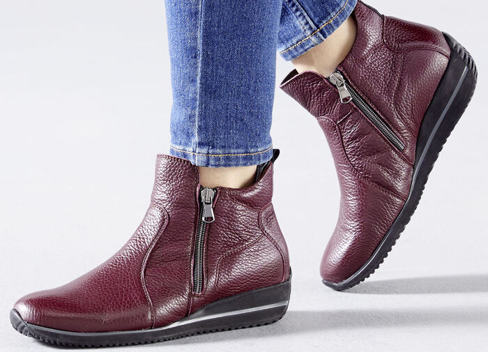 Waldläufer, bequeme Damen-Stiefeletten, Weite H, aus Hirschleder BURGUND