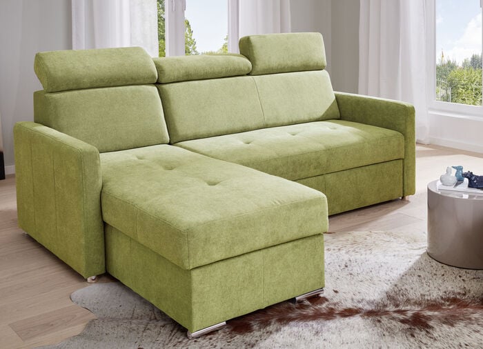 Funktions-Polsterecke mit Bettkasten GRÜN