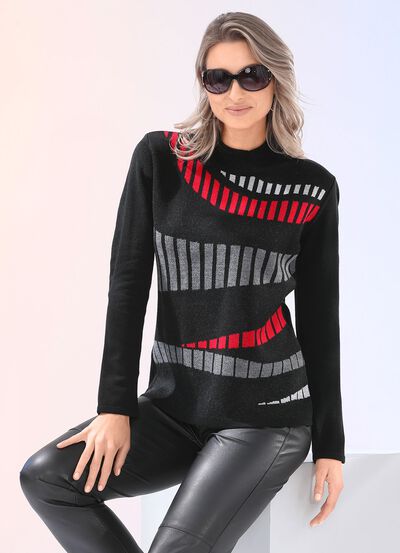 Pullover mit Jacquard-Vorderteil 