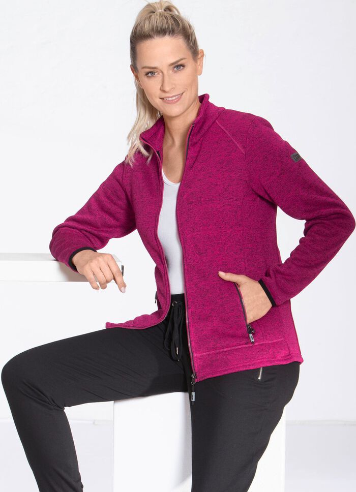 Strickfleece-Kurzjacke von &bdquo;LPO&ldquo; BEERE MELIERT