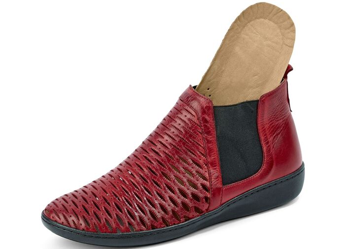 Schlupf-Stiefelette mit herausnehmbarem Kalblederfu&szlig;bett GRANATROT