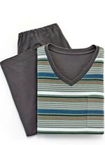 Schlafanzug mit V-Ausschnitt und offenen Abschl&uuml;ssen 