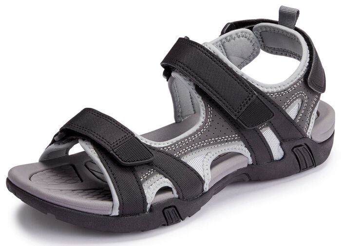 Trekking-Sandale mit drei praktischen Klettspangen GRAU-SCHWARZ