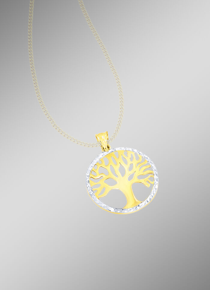 Schöner Anhänger in Bicolor mit diamantiertem Rand 