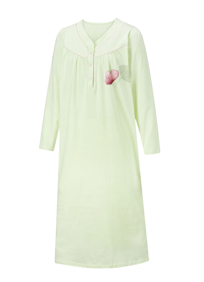 Zweierpack Nachthemden, 3/4 -langen &Auml;rmeln mit Knopfleiste 1X PISTAZIE-BUNT, 1X PISTAZIE