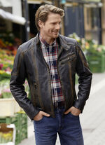 Lederkurzjacke mit Stehkragen 