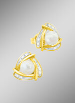 Originelle Ohrstecker mit Süßwasser-Zuchtperlen 