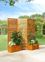 Paravent aus Akazienholz mit 2 K&auml;sten 