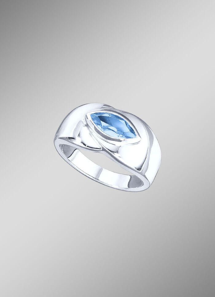 Moderner Damenring mit synth. Zirkonia 