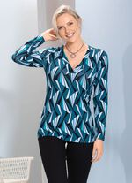 Allover gemustertes Shirt in 2 Farben PETROL-BLEU