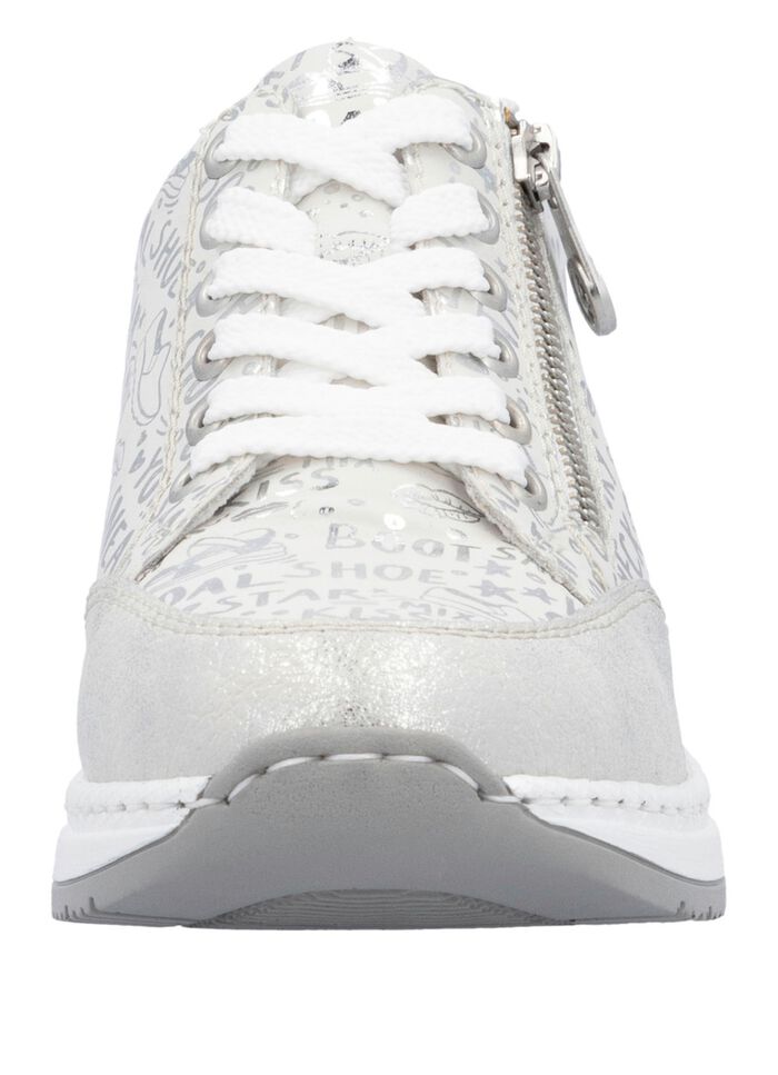 Rieker Schn&uuml;r-Sneaker aus bedrucktem Synthetikmaterial HELLGRAU-SILBER