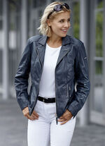 Lederkurzjacke von „Cabrini“ DUNKELBLAU