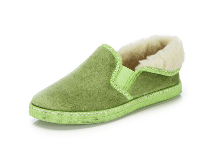 Laurina, warme Damen-Hausschuhe, mit Gummizug GR&Uuml;N