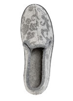 Floral bedruckter Wollfilz-Hausschuh GRAU
