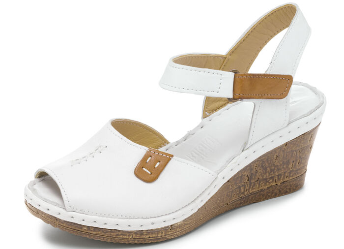 Gemini Sandalette aus schattiertem Rind-Nappaleder WEISS-COGNAC