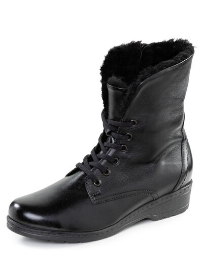 ELENA EDEN Schnür-Stiefelette mit umschlagbarem Lammfellkragen 