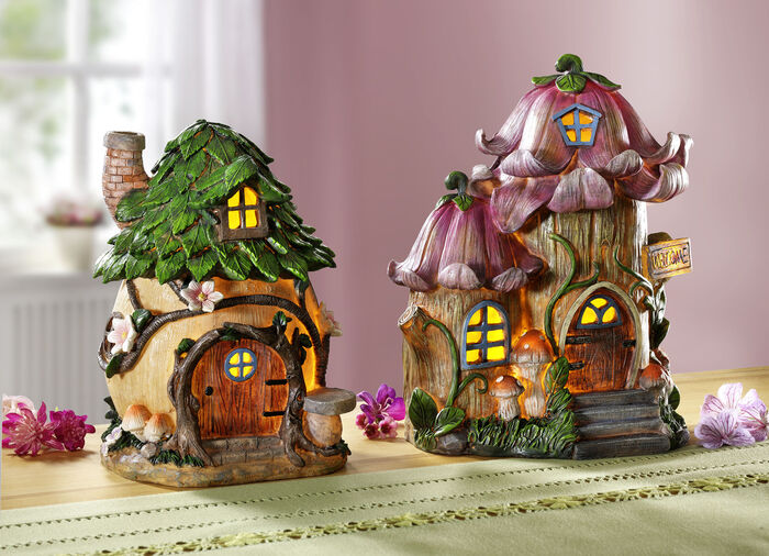 Beleuchtetes Zwergenhaus GRÜN-BRAUN