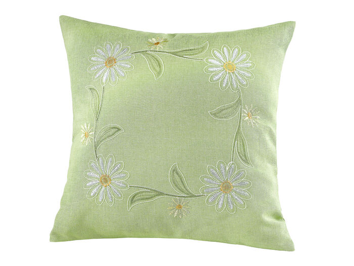 Bestickte Tischdecke oder Kissenbezug GRÜN-BUNT