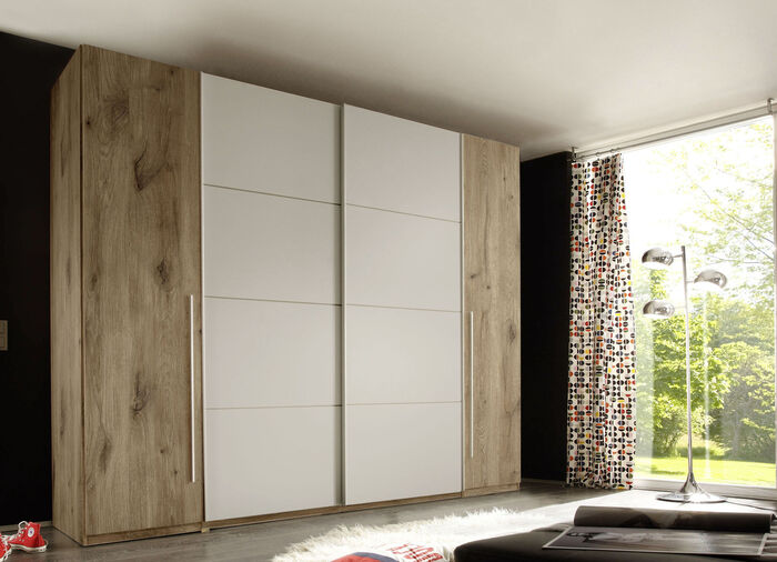 Moderner Schwebetüren-Schrank VIKING EICHE-HELLGRAU