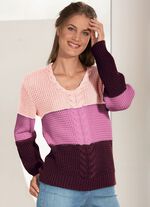 Pullover in Color-Blocking ROSA-ROSÉ-BORDEAUX