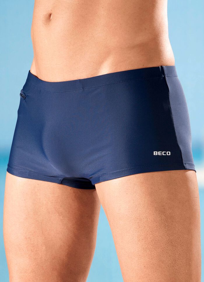 Zweierpack Badehosen in Kastenform mit Rei&szlig;verschlusstasche 