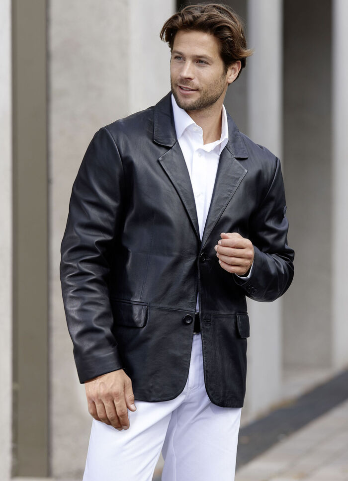 Lederkurzblazer mit Reverskragen 