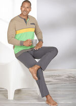 Schlafanzug mit Knopfleiste und offenen Beinabschl&uuml;sen 