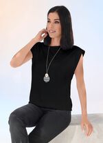 Modisches Shirt mit Polstern in 2 Farben SCHWARZ