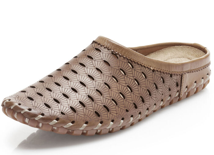 Gemini, sommerlicher Damen-Sabot, Weite G, mit herausnehmbarem Fußbett COGNAC