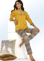 Zweierpack Schlafanzüge mit Brusttasche und Knopfleiste 1X GELB,1X OLIV