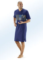 Nachthemd mit V-Ausschnitt und farbigem Druckdessin 