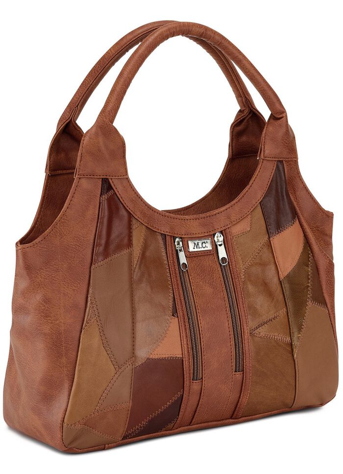 Patchwork-Tasche aus Nappaleder  COGNAC