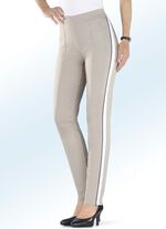 Soft-Stretch-Hose mit Galonstreifen TAUPE-WEISS