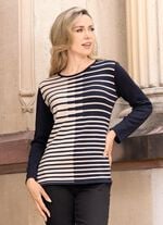 Pullover in Feinstrick MARINE-BEIGE