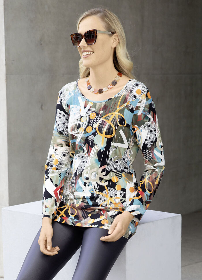 Faszinierendes Longshirt mit dekorativer Strasszier 