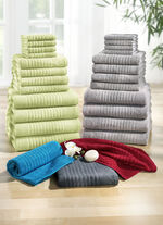 12-teiliges Frottier-Set mit Bord&uuml;re und Aufh&auml;nge-Kordel 