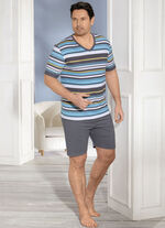 Shorty mit V-Ausschnitt und Ringeldessin 