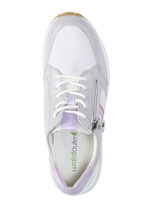 Waldläufer Schnürschuh mit zart schimmerndem Nappaleder mit Textil-Besatz SILBERGRAU-MULTICOLOR