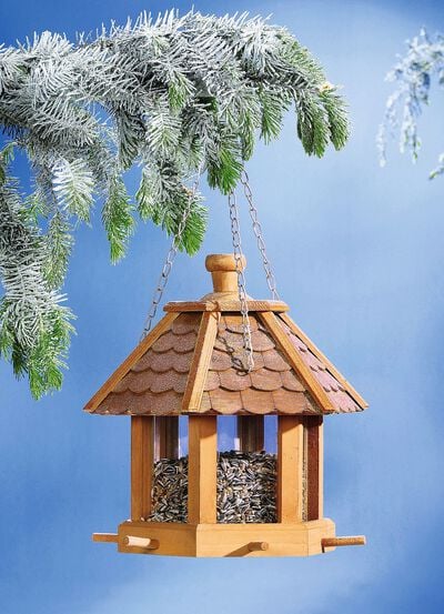 Holz-Futterhaus mit Schindeldach 