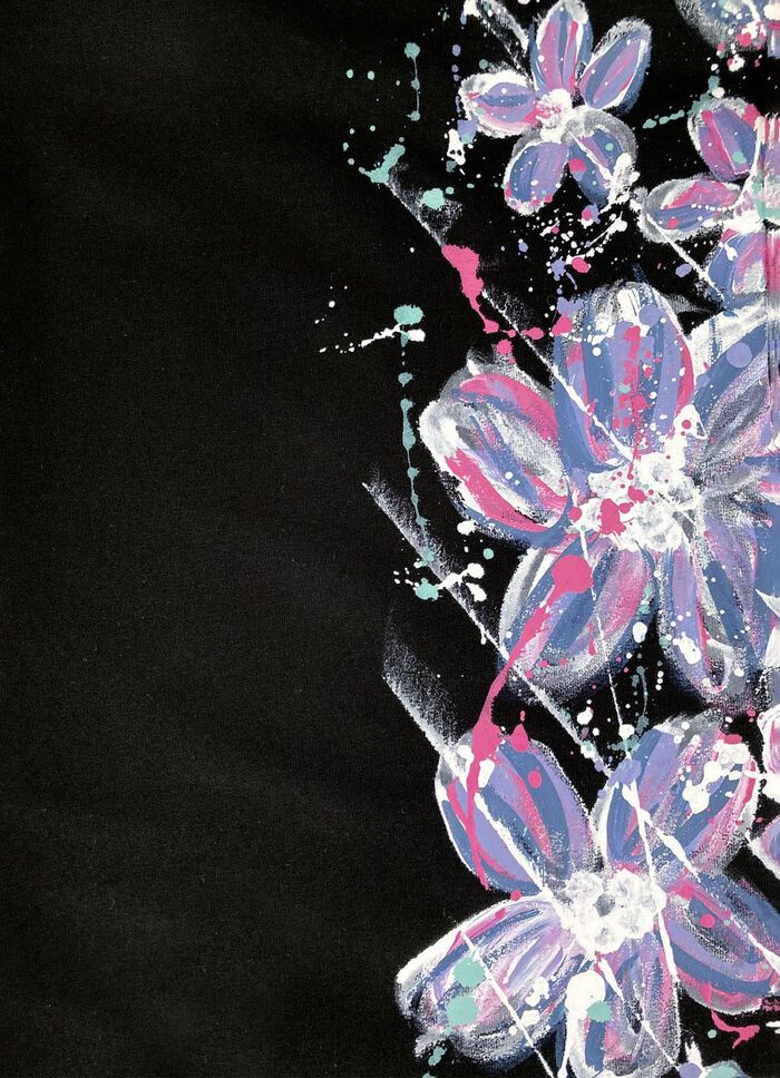 Hose mit tollem Floral Dessin SCHWARZ