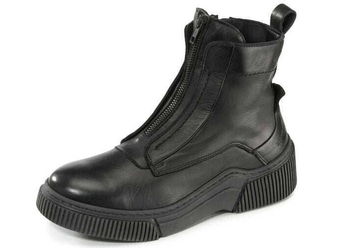 Libelle Bootie aus Nappaleder mit Zier-Rei&szlig;verschluss SCHWARZ