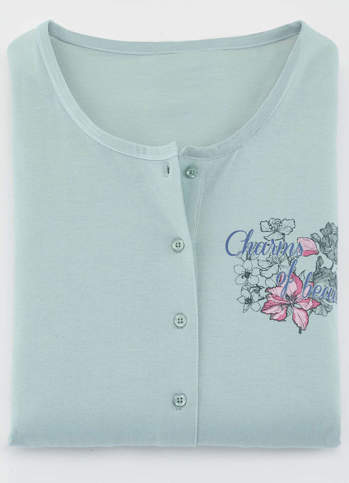 Zweierpack Nachthemden mit platziertem Druck und langer Knopfleiste 