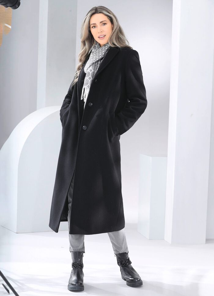 Mantel mit Knopfleiste SCHWARZ