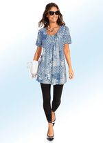 Longshirt mit Faltenlegung in 3 Farben ROYALBLAU-WEISS