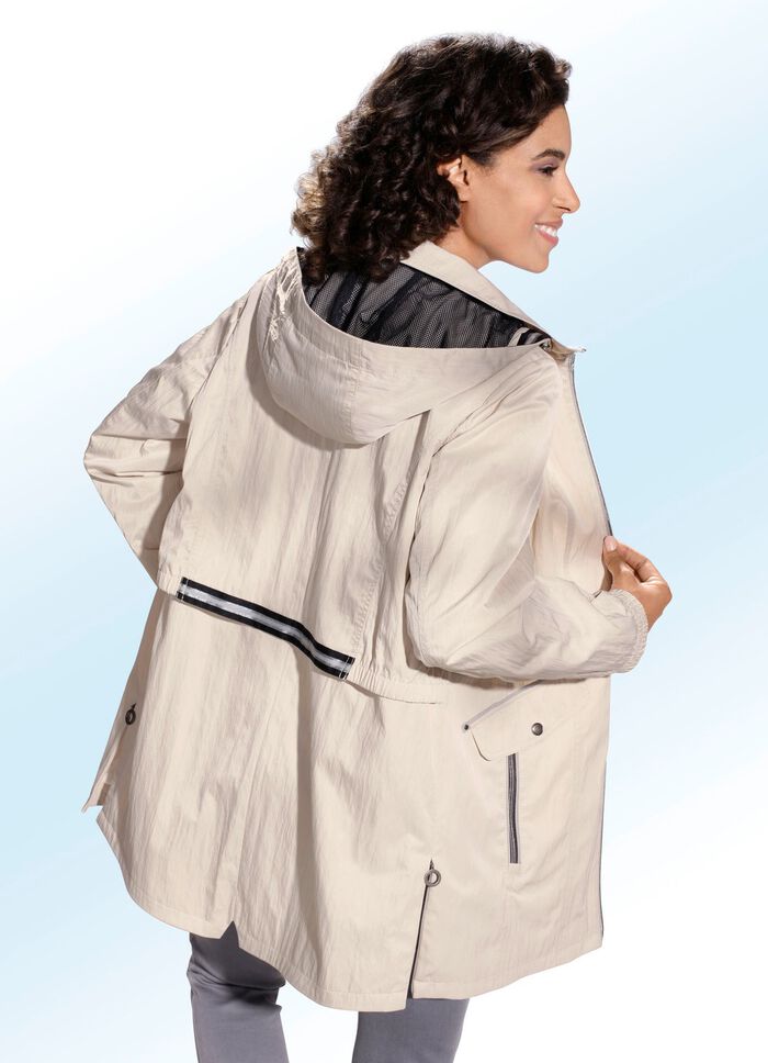 Longjacke in 2 Farben mit dekorativen Ripsband-Akzenten NATUR