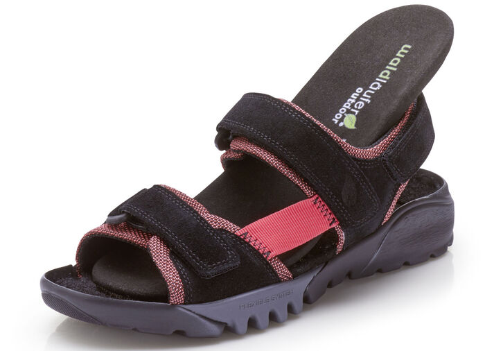 Waldl&auml;ufer Sandale mit superflexibler Laufsohle SCHWARZ-ROT