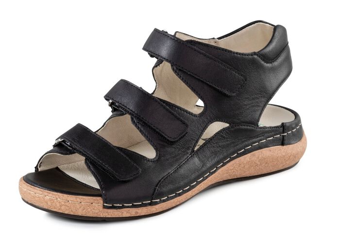 Waldl&auml;ufer Sandale aus Leder SCHWARZ