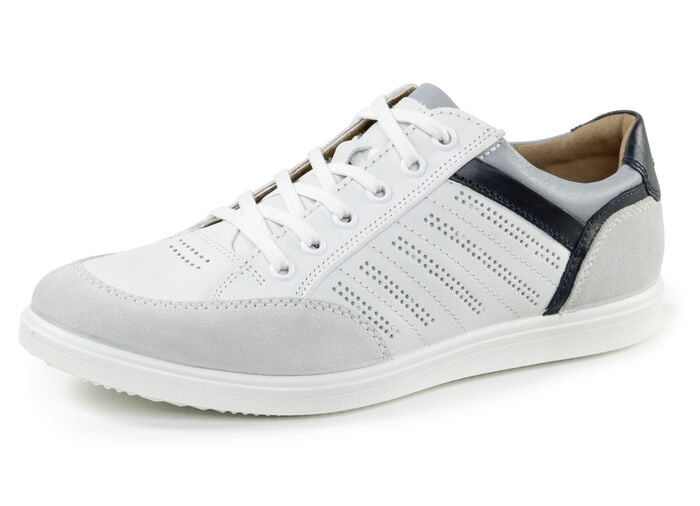 GINO Galante Sneaker mit Kontrast-Bes&auml;tzen und Zierlochung WEISS